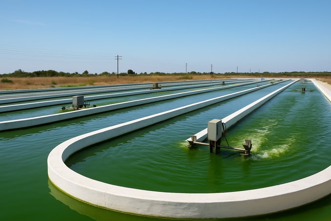 Open pond used for cultivation of astaxanthin and algae
